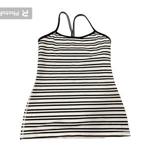 Lululemon Ebb to Street High Neck Tank Black and White Striped, fits Size 10-12